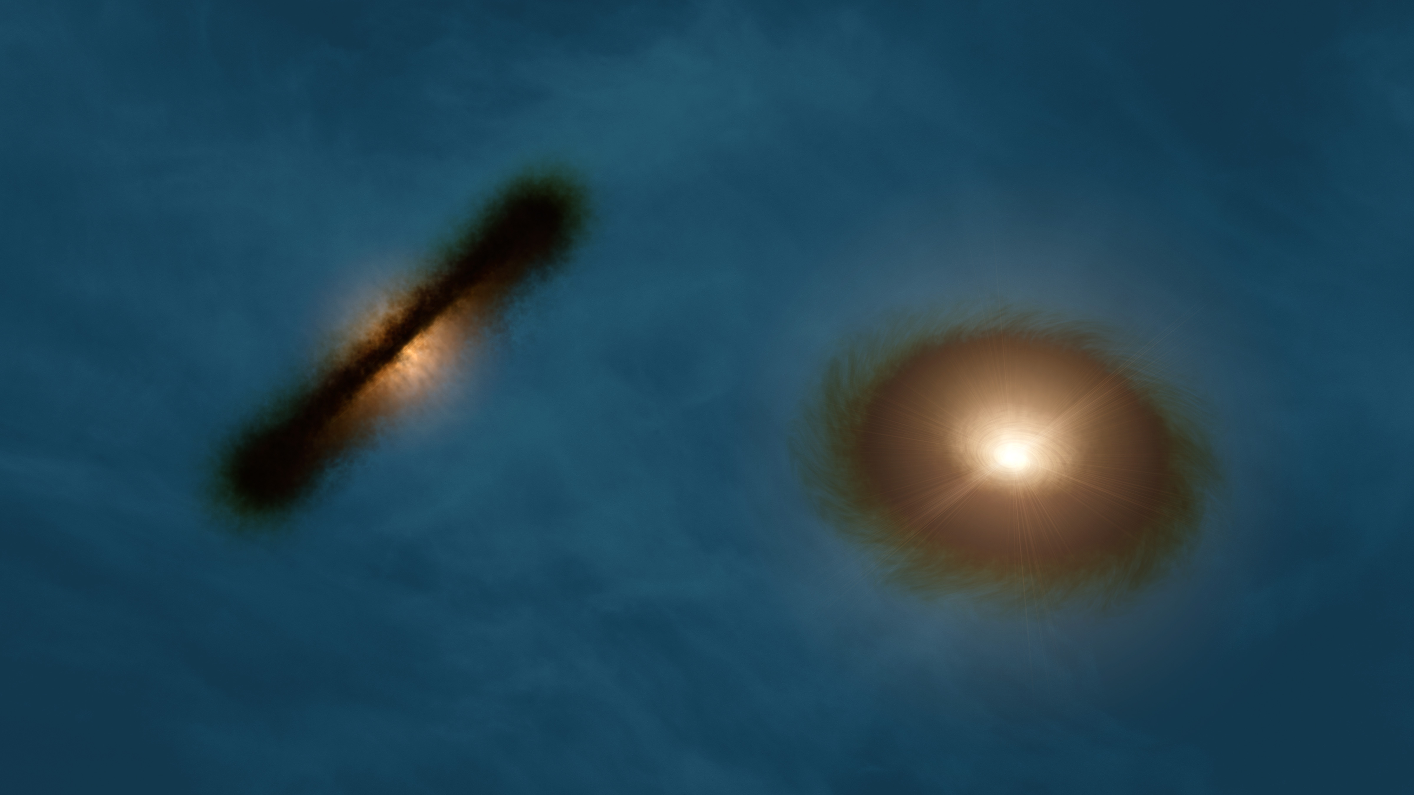 ALMA يكتشف نجم ثنائي مع أقراص تشكل كوكبي واسعة وغريبة