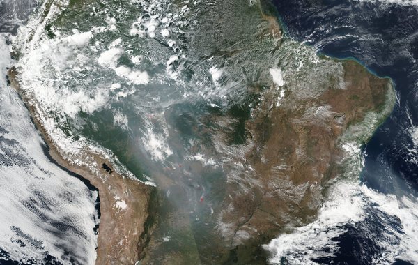 صورة لحرائق غابات الأمازون من الفضاء. حقوق الصورة: Nasa