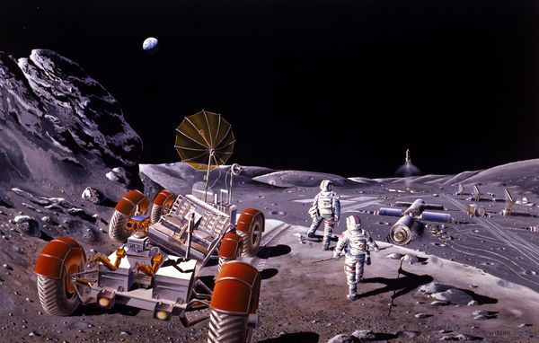 تصور فني لقاعدة على القمر Credit: NASA, via Wikipedia