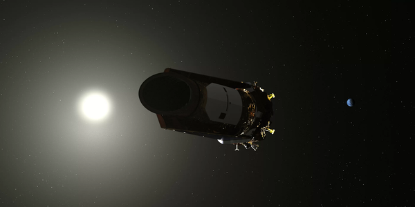 صورة تخيلية لتلسكوب كيبلر الفضائي التابع لوكالة ناسا، والذي نفذ منه الوقود. قام أعضاء فريق كبلر بإيقاف تشغيل التلسكوب في 15 نوفمبر/تشرين الثاني 2018. حقوق الصورة: NASA