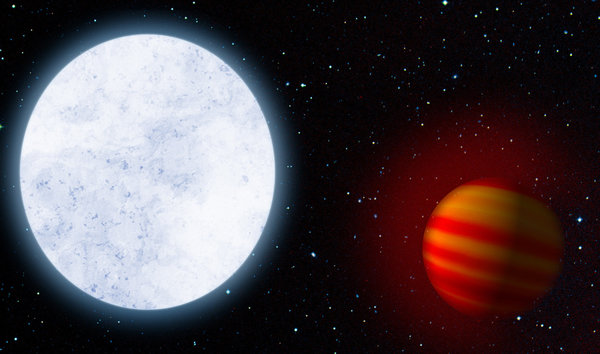 تصور فني للنجم KELT-9 وكوكبه KELT-9b، الذي يُعتبر أكثر الكواكب الخارجية المعروفة حرارةً. حقوق الصورة: MPIA
