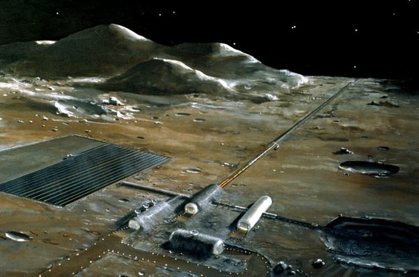 قاعدة قمرية، كما تخيلتها ناسا في سبعينيات القرن الماضي. Image Credit: NASA