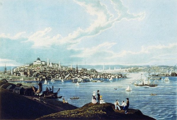 بوسطن حوالي عام 1841 حقوق الصورة: Wikimedia Commons
