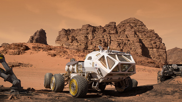 عربة التجول التي تم استخدامها في فيلم المريخي، وهي وسيلة مواصلات أساسية على سطح الكوكب الأحمر. المصدر: جايلز كيت.