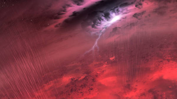 يبيّن هذا التصوّر الفني لتيم بايل ما قد يبدو عليه الطقس على أجسامٍ باردةٍ شبيهةٍ بالنجوم المعروفة بالأقزام البنية. Credits: NASA/JPL-Caltech/University of Western Ontario/Stony Brook University