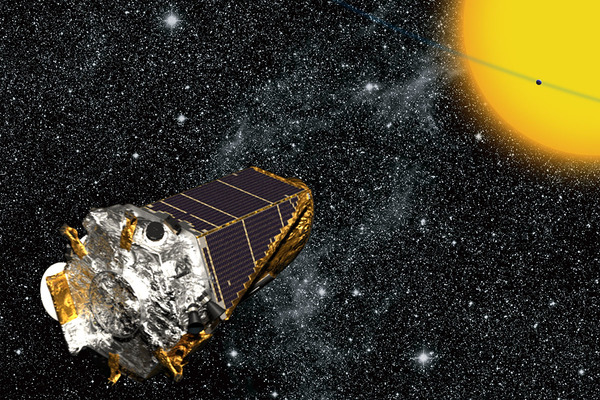 تُظهر الصورة لوحة رسمها فنان لمركبة كيبلر الفضائية  مصدر الصورة: NASA/Kepler mission/Wendy Stenzel