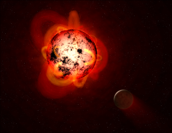 يبين هذا الرسم التوضيحي نجماً قزماً أحمر يدور حوله كوكب خارجي افتراضي  حقوق الصورة: (NASA/ESA/G. Bacon (STScI.