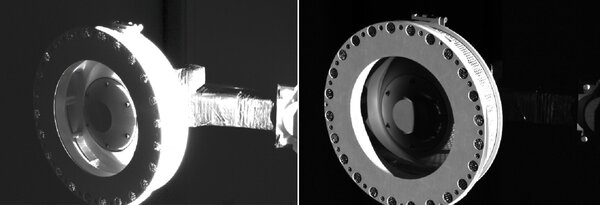 تُظهر هذه الصور رأس ذراع جمع العينات (TAGSAM) الممتدة من المركبة الفضائية. التقطت كاميرا سامكام الخاصة بالمركبة هذه الصور في 14 نوفمبر/تشرين الثاني 2018 كجزءٍ من الفحص البصري لنظام TAGSAM، الذي طورته شركة لوكهيد مارتن سبيس لجمع عينةٍ من سطح الكويكبات في بيئةٍ منخفضة الجاذبية. كان التصوير بمثابة بروفة لسلسلة من عمليات الرصد التي ستُلتقط مباشرةً بعد جمع العينات. حقوق الصورة: NASA/Goddard/University of Arizona