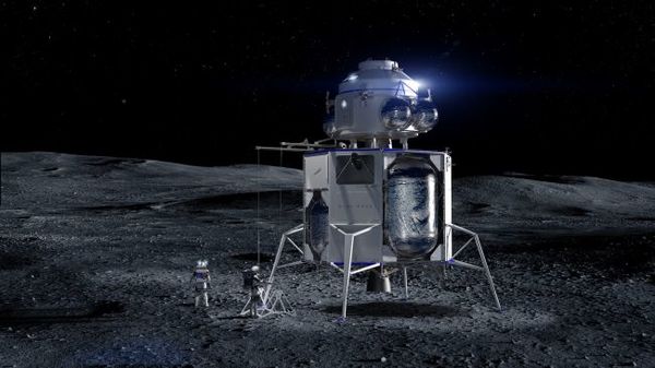صورة فنية لمركبة بلو موون على سطح القمر. حقوق الصورة: بلو أورجين