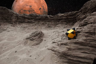 يستطيع روبوت القنفذ العمل بغض النظر عن الجهة التي يحط عليها، وذلك على عكس عربات استكشاف المريخ التي لا تستطيع العمل رأسًا على عقب. المصدر: NASA/JPL-Caltech/Stanford