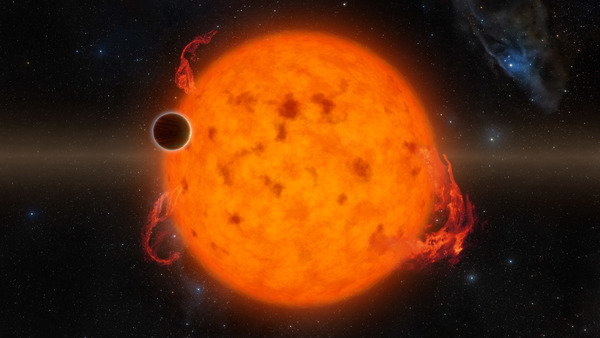 كوكب K2-33b الظاهر في الصورة هو أصغر الكواكب الخارجية التي اكتُشفت إلى الآن. ويدور دورة كاملة حول نجمه كل خمسة أيام. المصدر: NASA/JPL-Caltech
