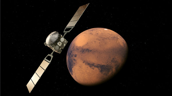 صورة فنية لمركبة مارس اكسبرس المدارية أثناء دورانها حول المريخ. حقوق الصورة: ESA