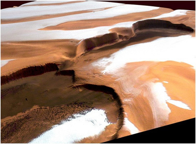 الغطاء القطبي الشمالي على كوكب المريخ. المصدر: G. Neukum - ESA/DLR/FU Berlin