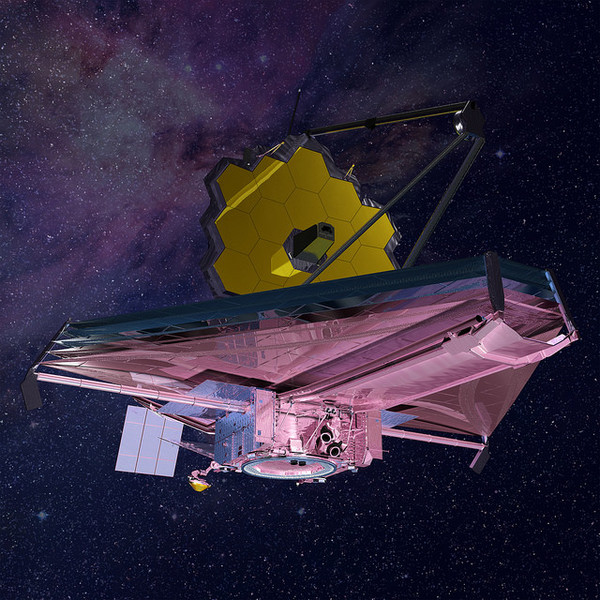 رؤية فنان لتلسكوب جيمس ويب، الذي سينطلق في عام 2018. وسيساعد علماء الفلك بدراسة الغلاف الجوي الخاص بالكواكب الخارجية. المصدر: NASA