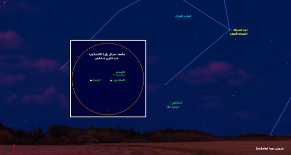انظر بشكل منخفض للسماء الشرقية بين الساعة 05:30 صباحا بالتوقيت المحلي وشروق الشمس يوم 13 تشرين الثاني/نوفمبر لرؤية كوكب الزهرة على مسافة 0.25 درجة قوسية إلى يسار كوكب المشتري.